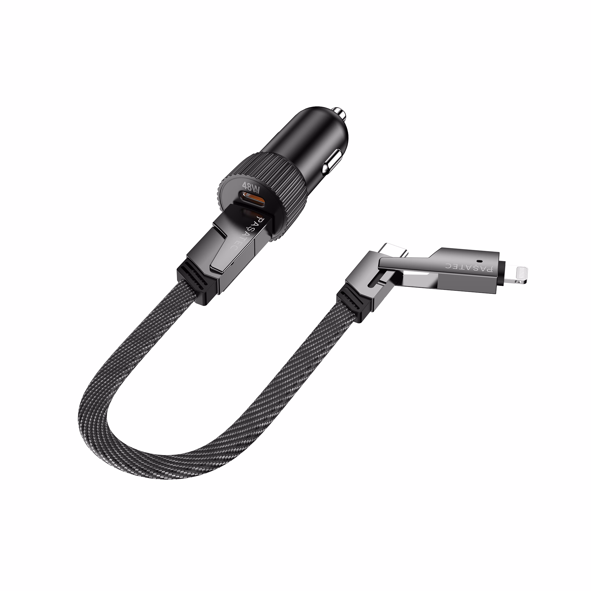 GLEE Series PD 48W Car Charger + 4in1 Cable - Black - Image 10